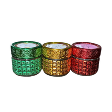Trio d'Encens / Thiouraye de Luxe en Pots Mosaïque Orientale (Vert, Doré, Rouge)